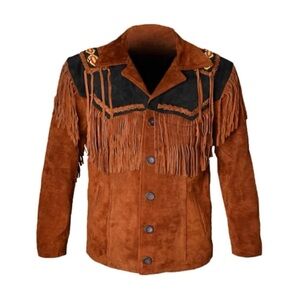 Vintage Brown Suede Fringe Western Jacket